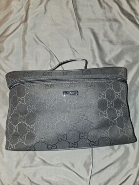 Gucci Nylon Black GG Logo Vanity Case Or Toiletry Bag